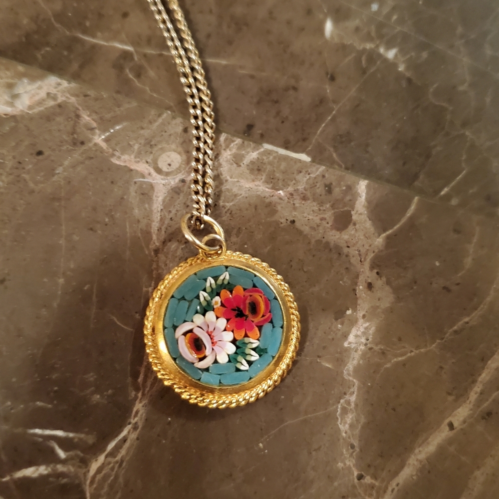 mosaic floral necklace